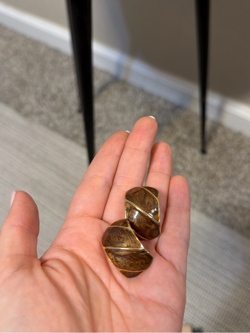 Brown Vintage Earrings - Unbranded